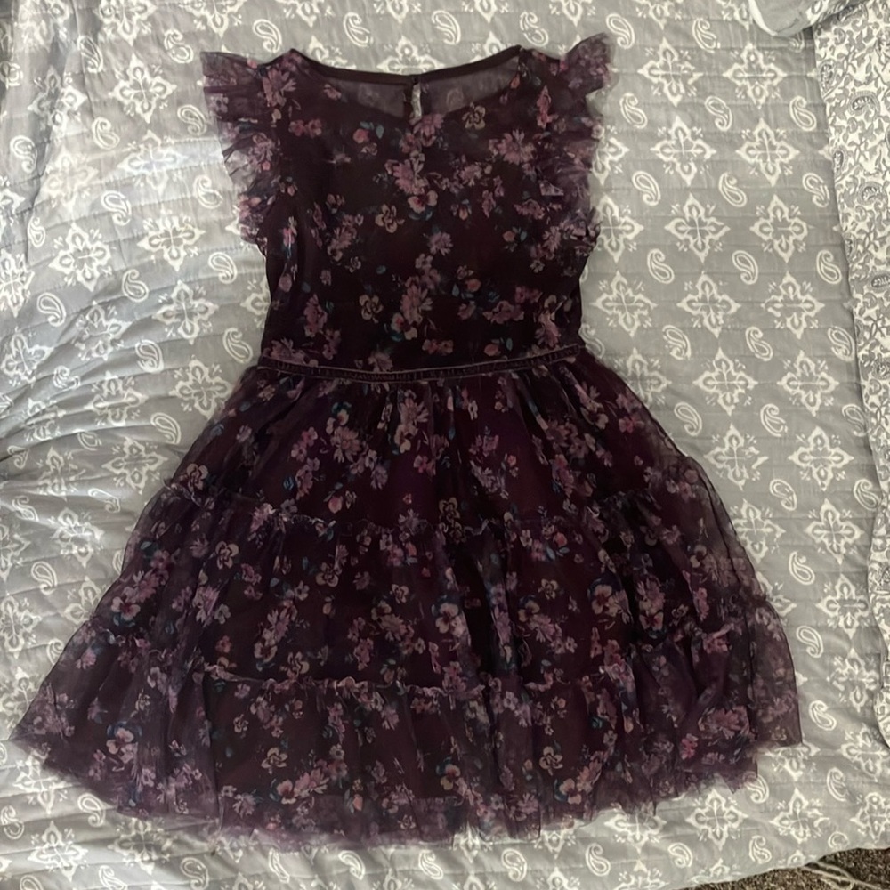 Zhenzi Red and Purple Tiered Fit and Flare Dress